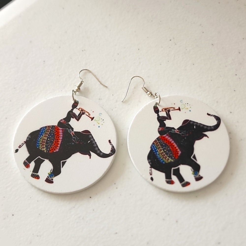 3 for $18 NWT Real Wood African Pierced Earrings 1 1/2 Inches